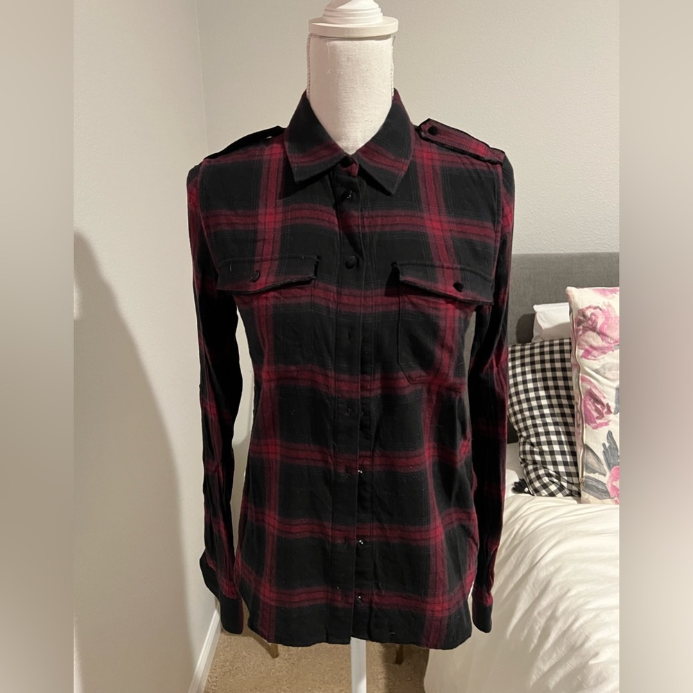 Paige flannel plaid long sleeved shirt